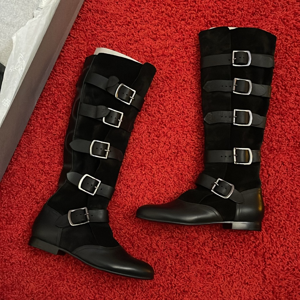 Vivienne Westwood Brand New Suede And Leather Pirate Boot Black It36